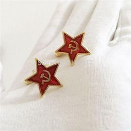 New Arrival Communism Soviet Union Ussr Cuff Link Russia Red Star Hammer Sickle Cufflinks Cold War Souvenir247Z