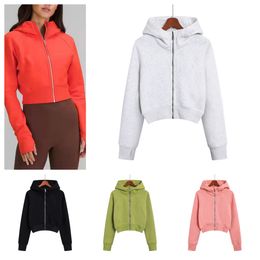 Womens Hoodies Zip Up Sweatshirts Fleece Lined Zipper Collar Pullover Sweatshirts Long Sleeve Crop Tops Sweater Thumb Hole