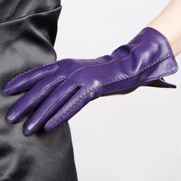 Elegant Women Genuine Leather Gloves Thin Silk Lining Goatskin Driving Gloves Trend Female Glove L085NN 2010213039