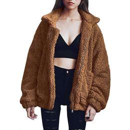 designer winter jacket women Women's Fashion Winter Coat Long Sleeve Lapel Zipper Artificial Wool Long Wool Extra Large Jacket Coat coat women 8KTIV