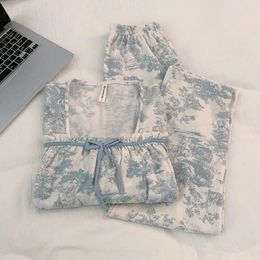 Women's Sleepwear 2023 Japanese Pyjamas Spring And Autumn Cotton Long Sleeve Sweet Student Dormitory Cute Home Clothes With Chest Pad