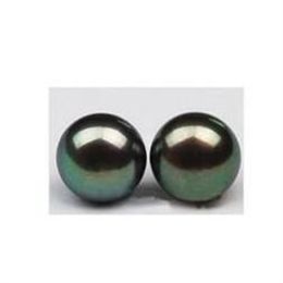 New Fine Genuine Pearl Jewellery 10-11MM TAHITIAN black pink PEARL Women earring silver with box210W