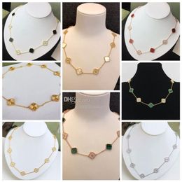 Brand Pendant 10 flower Necklace 4 Four Leaf Clover with diamonds Elegant Clover Necklaces for Woman Jewelry Gift Quality273R