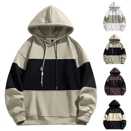 Men's Hoodies Fleece Sweatshirts Male Autumn And Winter Thickened Hooded Sweatshirt Trendy Casual Colour Matching Versatile Coat Gift Boy 12