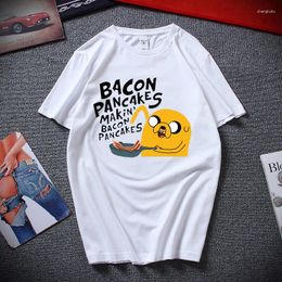 Men's T Shirts Kawaii Clothing Anime Shirt For Men Jake And Finn Bacon Pancake Girl Boy Casual Tops