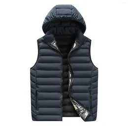 Men's Vests Brand Vest Mens Winter Casual Outerwear Warm Hood Jacket Men Sleeveless Waterproof Jackets Parkas