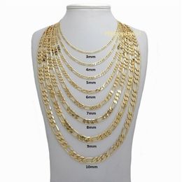 14k Italian Figaro Link Chain Necklace 4mm to 6 8 10mm Gold GF 24 2889