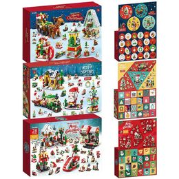 Christmas Toy Supplies 2024 Christmas Series Building Blocks Box for Kids Gift 24Days Christmas Advent Calendar DIY Nutcracker Santa Claus Bricks Model 231130