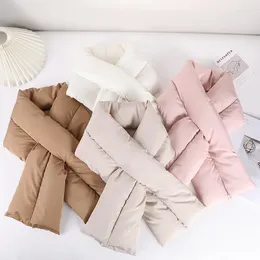 Scarves Women Cotton Down Ring Snood Thermal Warm Scarf 18x115cm Eiderdown Neck Warmer Men Inflatable Winter