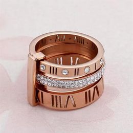 2023 Ring Designer Women Stainless Steel Rose Gold Roman Numeral Ring Fashion Wedding Engagement Jewellery Birthday Gift no box275N