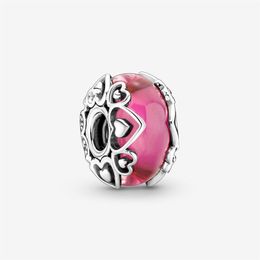 100% 925 Sterling Silver Reveal Your Love Pink Murano Glass Charms Fit Original European Charm Bracelet Fashion Women Wedding Enga269h