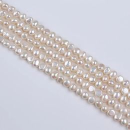 Loose Gemstones 6-7mm White Baroque Side Hole Natural Freshwater Pearls Strands For Sale