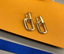 18k gold plated Charming Chain Hoop Link stud earrings lady Women Cubic Zirconia Diamond ellipse Huggie Jewellery Party Wedding Love8254452