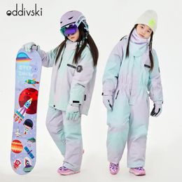 Skiing Suits ODDIVSKI Children's Ski Suit Set Thickened Snow and Wind Proof Professional Waterproof Coat Pants for Boys Girls 231130