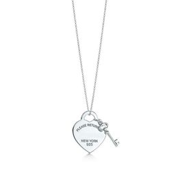 Fashion Please Return to New York Heart Key Pendant Necklace Original 925 Silver Love Necklaces Charm Women DIY Charm Jewellery Gift253F