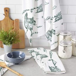 Cleaning Cloths Country Style Farm Chicken House Landscape Kitchen Towel Cloth Dish Washing Household Decoracion Accessories 231130