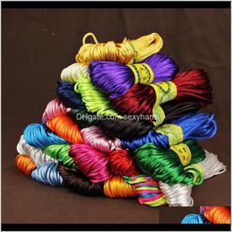 Jewelry Findings & Components Other 20 Meters Satin Nylon Rame Braiding String Knitting Rope Chinese Cord Knot Rattail Thread248o