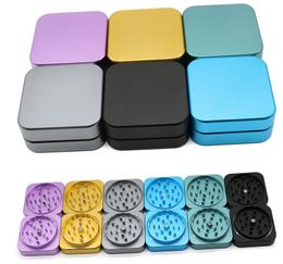 Colourful Aluminium Alloy Square Smoking Tobacco Herb Grinder 55/63mm Grinder 2 Layers Pieces Dry Herb Grinders