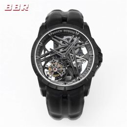 Montre de luxe men Watches 42mm Tourbillon mechanical movement DLC coated titanium alloy case luxury watch Wristwatches