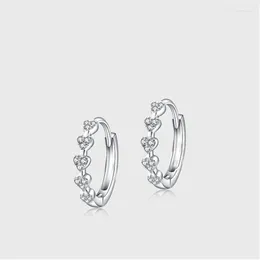 Hoop Earrings 925 Silver Needle Crystal Love Heart Earring For Women Girls Lovely Party Wedding Jewelry Eh399