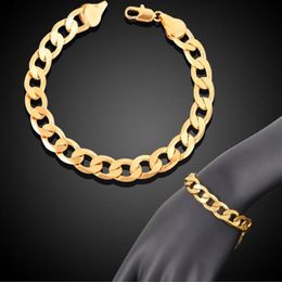 Trendy Hip-hop 18K Real Gold Plated Men Women 1 1 Figaro Chain Bracelets Fashion Costume Bracelets Jewellery for men women236Y