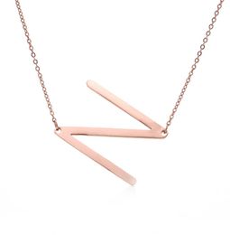 stainless steel pendant necklace NZ 26 letters customized initials jewelry fashion rose gold color9596172