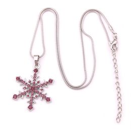 X7 Silver Tone Crystal Snow Pendant Necklace 18 Snowflake Winter Christmas Holiday Jewellery Drop 253i