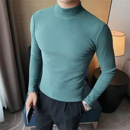 Men's T Shirts Bottom Coat Autumn Winter Men Pit Stripes Fashion Slim Shirt Texture Collar Casual Korean Version Top T-shirt