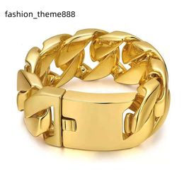 High quality big size 316l stainless steel 18K gold plated heavy hip hop chunky cuban chain men bracelet