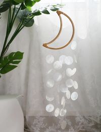 Decorative Figurines Nordic Natural Shell Wind Chime Exquisite Hanging Decor Wooden Moon Cute Accessories Ornaments Home Bedroom Balcony