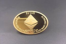 Gold Silver Plated Ethereum Coin Replica Art Collection Gift Physical Metal Antique Imitation Noncurrency Coins Collectibles2984789