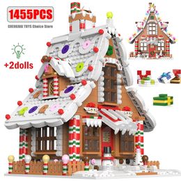 Christmas Toy Supplies 1455 Pcs City Christmas House Building Blocks Friends Music Box Castle Train Santa Claus Tree Bricks Toys For Childrens Kid Gift 231129