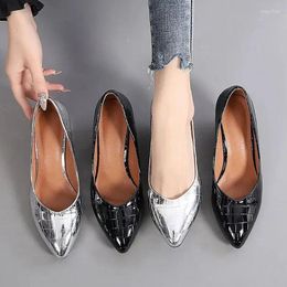 Dress Shoes 6cm High Heels Woman Silver Patent Leather Pumps Wedges Tacones Ladies Office Evening Party Pointed Toe Bombas Femme