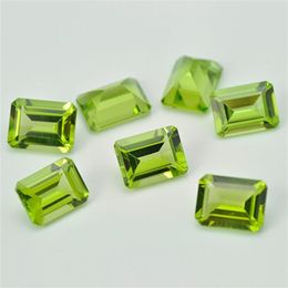 Yüksek kaliteli otantik doğal peridot sekizgen fasarı kesim 3x5-5x7 Mücevherat için yarı değerli gevşek taş 20pcs lot276q