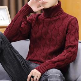 Men's Sweaters Long Sleeve Knitting Tops High Collar Men Sweater Stylish Teenager Winter Thickened Turtleneck Knit For Cosy