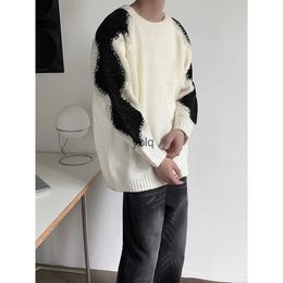 Men's Sweaters 2023 Winter Keep Warm Wool Sweater Contrast Colour Pullover Fashion Trend Knitting Round Ne Coats M-2XLyolq