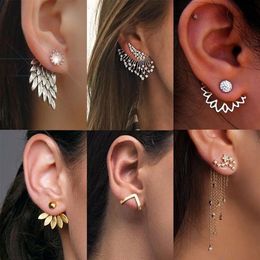 New Trendy Pearl Earrings Angel Wings Feather Shape Stud Earring For Girls Bohemian Wedding Jewerly Gifts 2020291E
