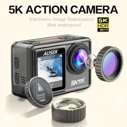 Telecamere resistenti alle intemperie CERASTES Action Camera 5K 4K 60FPS EIS Obiettivo intercambiabile Zoom 48MP Stabilizzatore elettronico WiFi per Vlog 231030