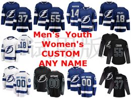 Tampa Bay Lighing Yanni Gourde Jersey Patrick Maroon Ondrej Palat Braydon Coburn Blue White Ice Hockey Jerseys Custom Ed