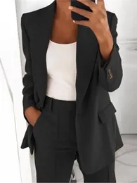 Women's Two Piece Pants Blazer Set Women Elegant Sets Outfits 2023 Autumn Fashion Solid Office Business Suit Vintage Casual Single Breasted
