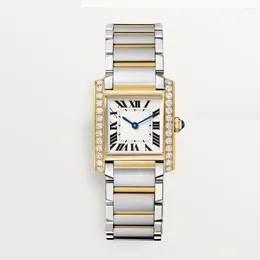 Wristwatches 2023 Original Women Watch Quartz Square Simple Diamond TK Stainless Steel Relogio Feminino Luxury Top Quality