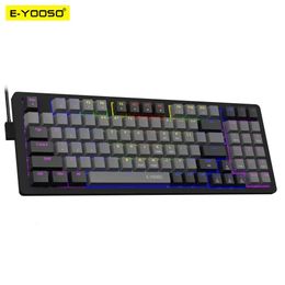 Keyboards E YOOSO Z94 USB Mechanical Gaming Keyboard Wired Monochrome LED Backlit Blue Red Switch 94 Key for Compute Laptop PC 231130