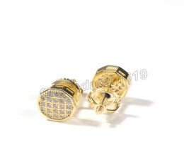 S925 Sterling Silver Stud Hip Hop Micro Paved Cubic Zirconia Bling Ice Out Round Stud Earrings for Women Men2433468