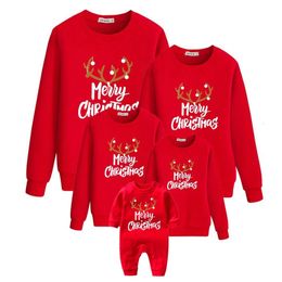 Family Matching Outfits Xmas Pyjamas Family Mom and Daughter Matching Clothes Cotton Sweater Merry Christmas Print Matching Christmas Outfits for Family 231130