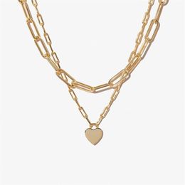 Pendant Necklaces Fashion Women Simple Double Layer Heart Paper Clips Chain Necklace Sexy Party JewerlyPendant245B