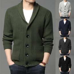 Men's Sweaters Army Green Cardigan Men Buttonup Sweater Autumn Winter Knitted Coat Thick Warm Casual Solid Streetwear Mens Fashion Clothing 231130