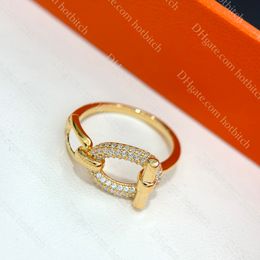 Women Gold Ring Designer Engagement Ring High Quality Wedding Diamond Ring Jewellery Luxury Ladies Christmas Gift With Box