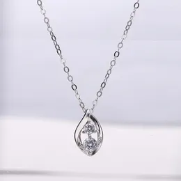 Chains Small Fresh Necklace Accessories S925 Silver Inlaid Zircon Pearl Pendant FE48