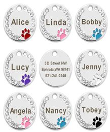 100pcslot Blank Dog Ta Pet Puppy Cat ID Tag Engraved Custom Dog Collar Accessories Stainless Steel Name Tag Paw For Dogs Cats Pin1180527