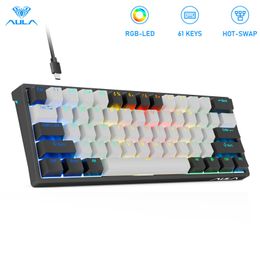 Keyboards AULA F3261 Mechanical Gamer Keyboard Macro Keyboard swap Gaming Keyboard for Tablet 60 Percent Layout RGB Customise Software 231130